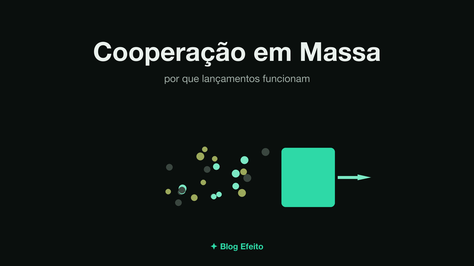 Capa do artigo Cooperação em Massa: arte abstrata em tons de verde sobre fundo escuro