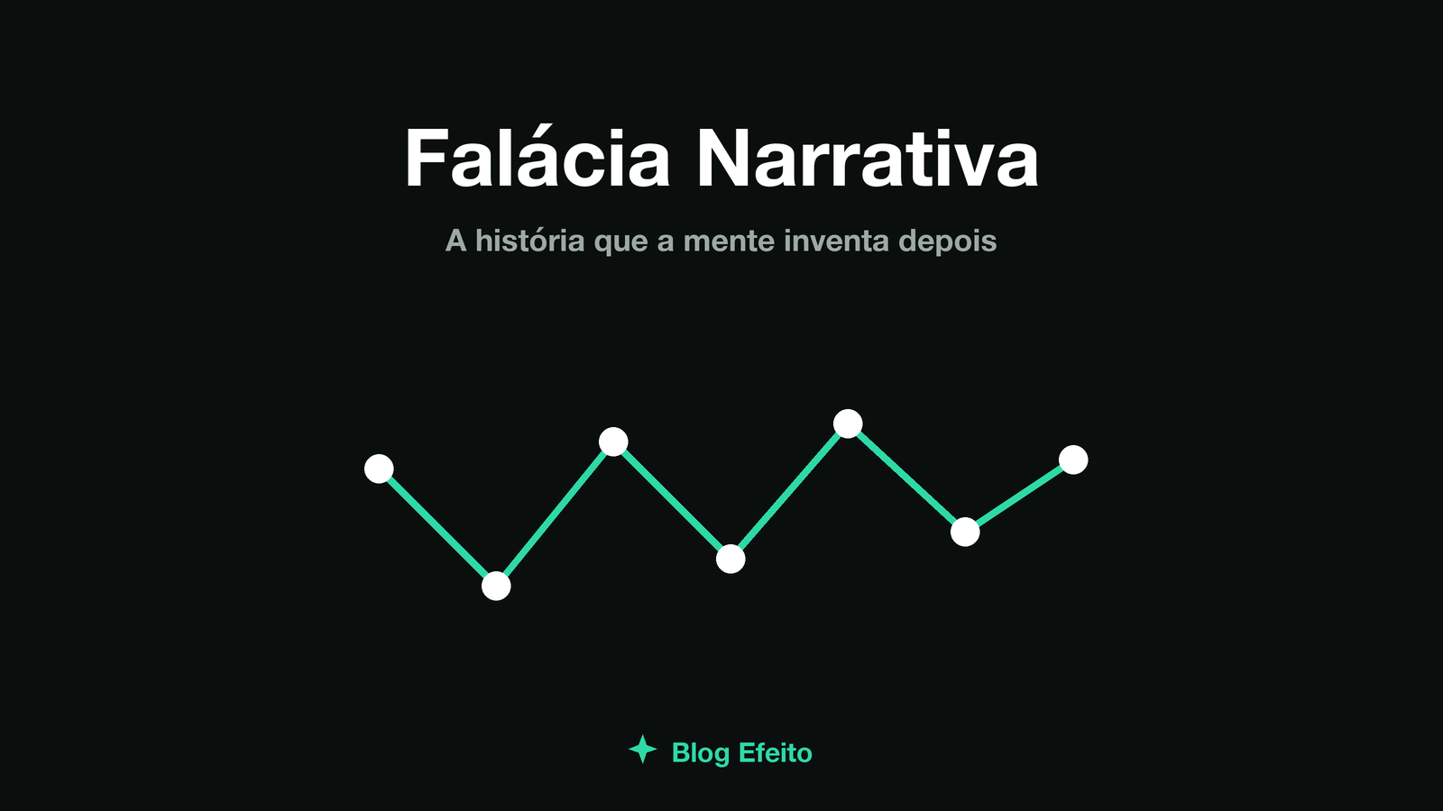 Capa do artigo Falácia Narrativa: linhas soltas que se conectam formando uma história em tons de verde sobre fundo escuro