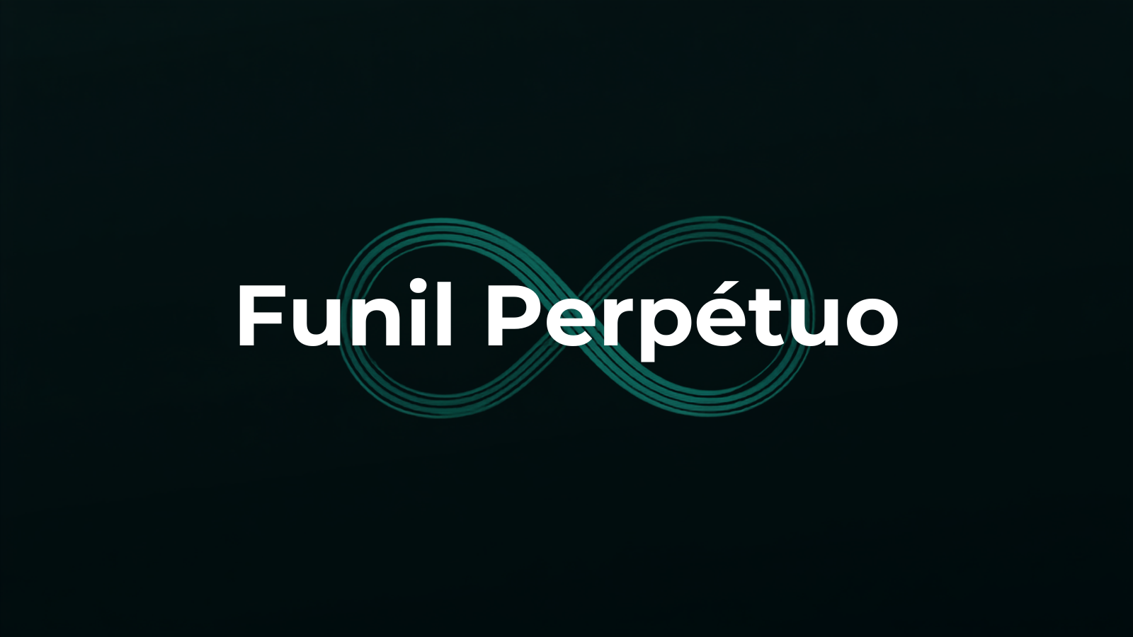 Capa do artigo Funil Perpétuo: título em branco sobre fundo verde-escuro com grafismo abstrato em tons de verde