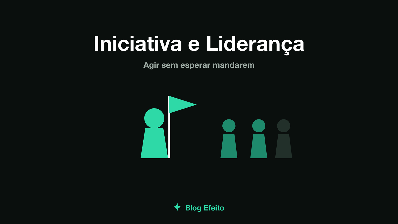 Capa do artigo Iniciativa e Liderança: arte abstrata em tons de verde sobre fundo escuro