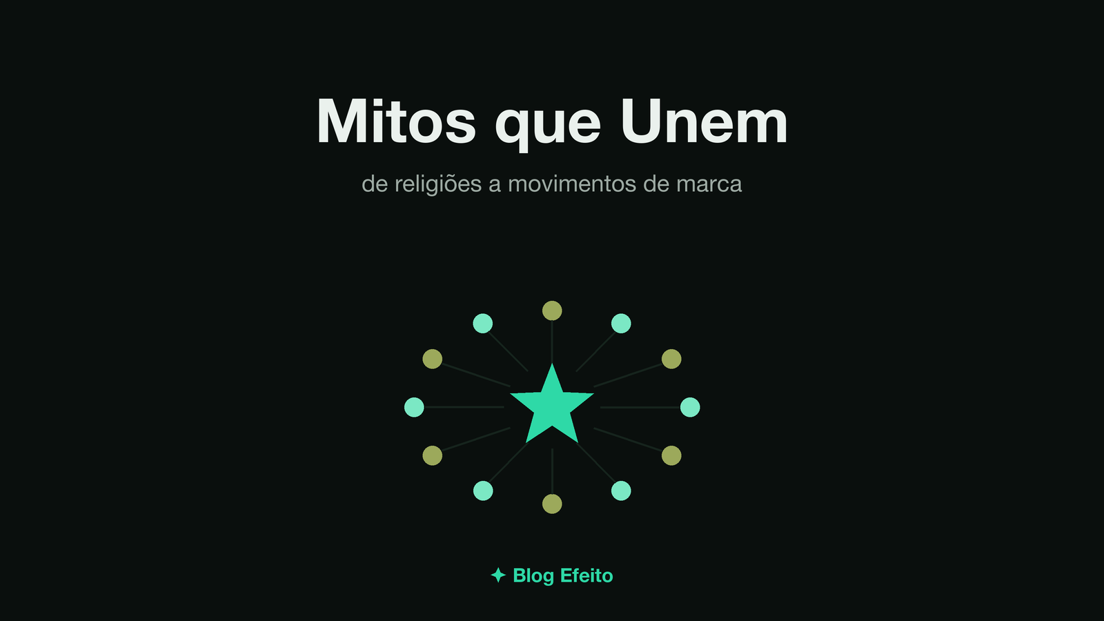 Capa do artigo Mitos que Unem: arte abstrata em tons de verde sobre fundo escuro