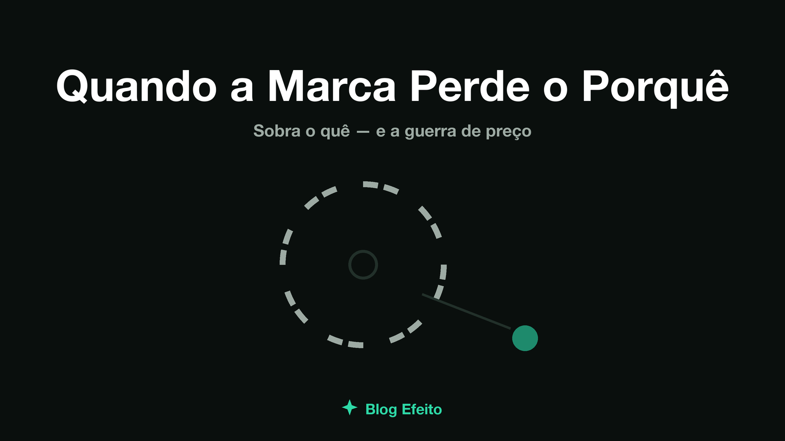 Capa do artigo Quando Marcas Perdem o Porquê: círculo dourado se partindo em fragmentos, em tons de verde sobre fundo escuro