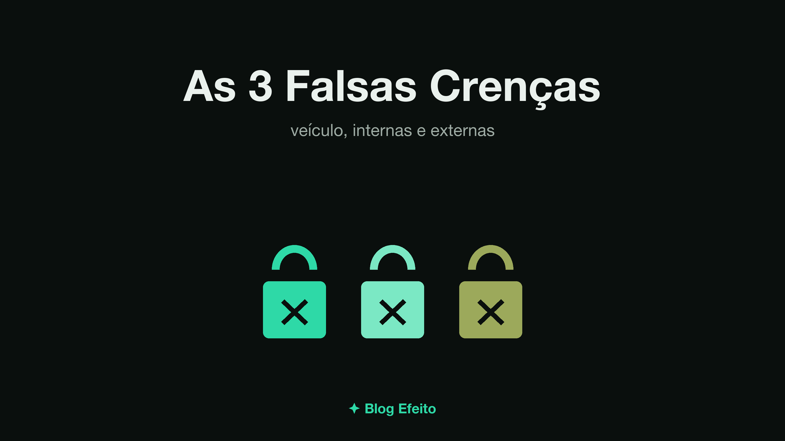 Capa do artigo 3 Falsas Crenças: arte abstrata em tons de verde sobre fundo escuro